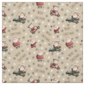Golf Santa on Light Tan Stoff (Muster)