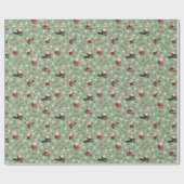 Golf Santa on Olive Green Geschenkpapier (Flach)