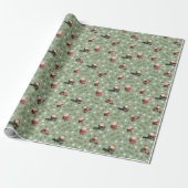 Golf Santa on Olive Green Geschenkpapier (Ungerollt)