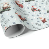 Golf Santa on Pale Green Geschenkpapier (Rolleneckpunkt)
