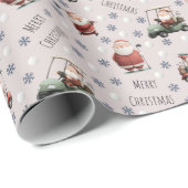 Golf Santa on Pale Pink Geschenkpapier (Rolleneckpunkt)