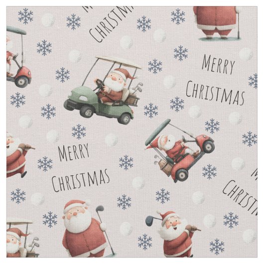 Golf Santa on Pale Pink Stoff (Nahaufnahme)