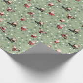 Golf Santa on Sage Green Geschenkpapier (Ecke)