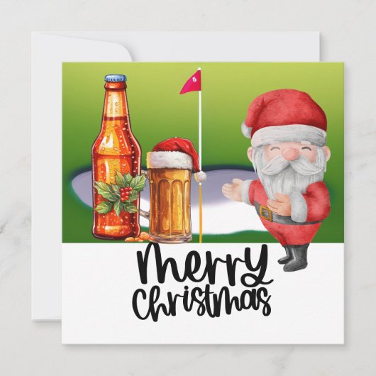 Golf Santa und Bier für Weihnachten Funny Golfer (Vorderseite)