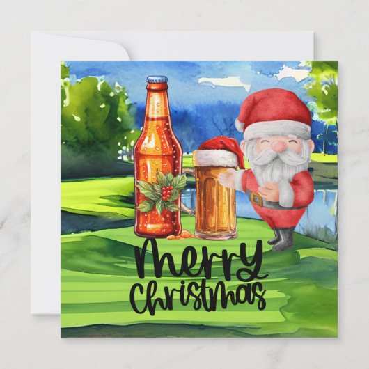 Golf Santa und Bier für Weihnachten Funny Golfer (Vorderseite)