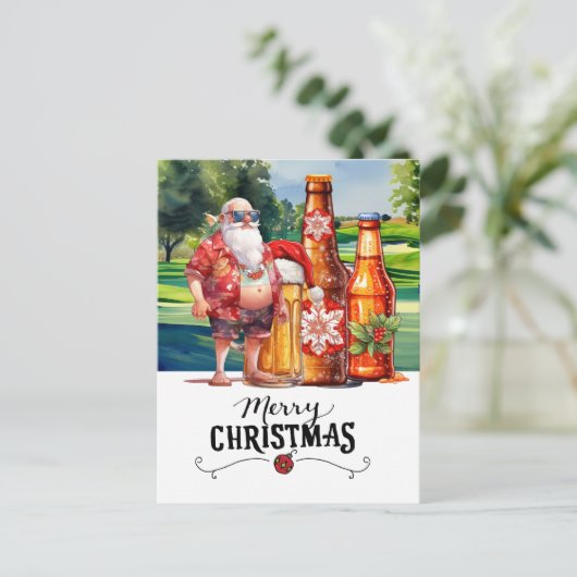 Golf Santa und Bier für Weihnachten Sommer (Stehend Vorderseite)