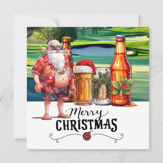 Golf Santa und Bier für Weihnachten Sommer (Vorderseite)