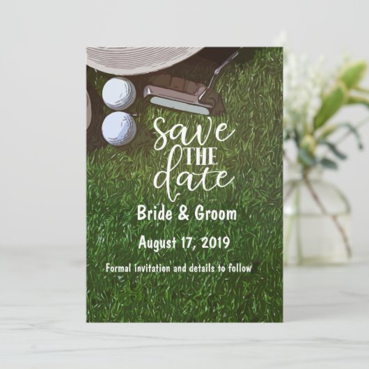 Golf Save the Date auf Grün (Stehend Vorderseite)