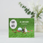 Golf Save the Date Braut und Groom Wedding Invita Postkarte (Stehend Vorderseite)