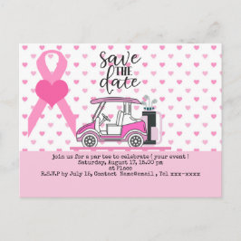 Golf Save the Date Brustkrebs-Bewusstsein pink Postkarte