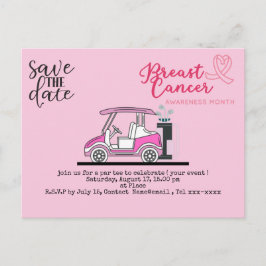 Golf Save the Date Brustkrebs-Bewusstsein pink Postkarte