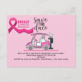 Golf Save the Date Brustkrebs-Bewusstsein pink Postkarte