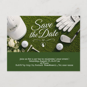 Golf Save-the-Date für die Hochzeit Postkarte