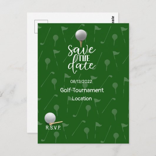 Golf Save the Date für Golf Turnier Golfer Postkarte (Vorne/Hinten)