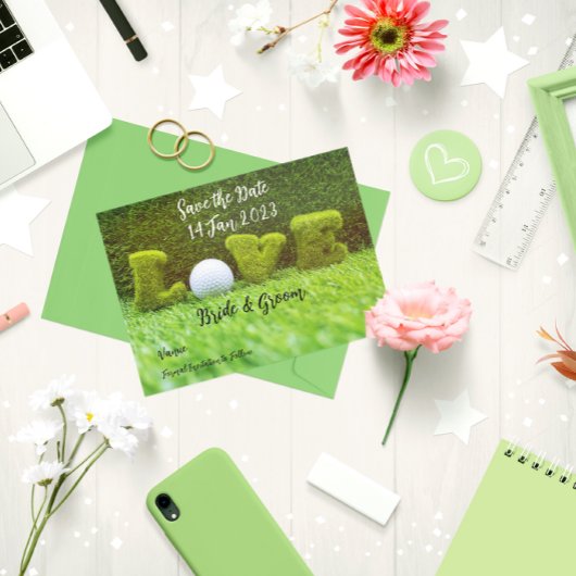 Golf Save the Date für Golfer mit Liebe Einladungspostkarte