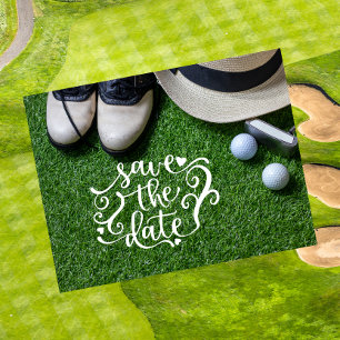 Golf Save the Date für Golferparty mit Golfball Einladungspostkarte
