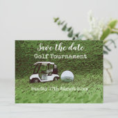 Golf Save the Date für Golfturniere mit Karren (Stehend Vorderseite)