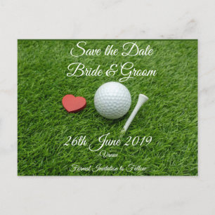 Golf Save the Date für Hochzeit mit Golfball Einladungspostkarte