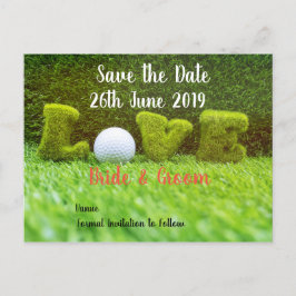 Golf Save the Date für Hochzeiten mit Golfball Einladungspostkarte
