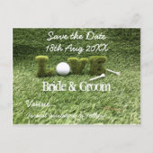 Golf Save the Date für Hochzeiten mit Golfball Einladungspostkarte (Vorderseite)