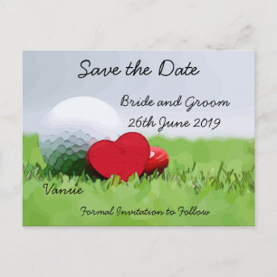 Golf Save the Date für Hochzeiten mit Golfball Einladungspostkarte