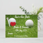 Golf Save the Date für Hochzeiten mit Liebe und Ba Einladung (Stehend Vorderseite)