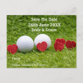 Golf Save the Date für Hochzeiten mit rotem Herzen Einladungspostkarte