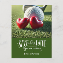 Golf Save the Date für Hochzeitsbräune Postkarte
