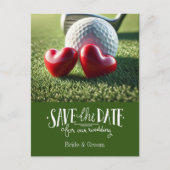 Golf Save the Date für Hochzeitsbräune Postkarte (Vorderseite)