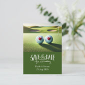 Golf Save the Date für Hochzeitsbräune Postkarte (Stehend Vorderseite)