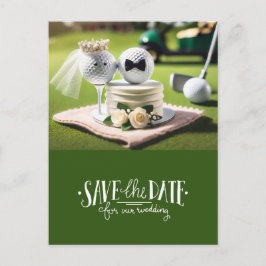 Golf Save the Date für Hochzeitsbräune Postkarte