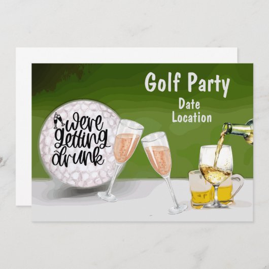 Golf Save the Date für Junggeselinnen-Abschied Einladung (Vorne/Hinten)