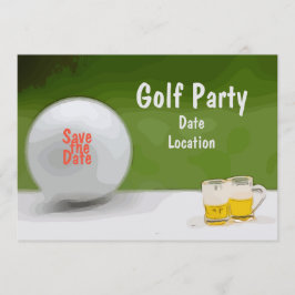 Golf Save the Date für Party mit Bier auf Grün Einladung