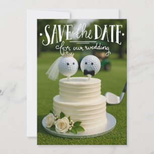 Golf Save the Date für unsere Hochzeit mit Golfbäl Einladung
