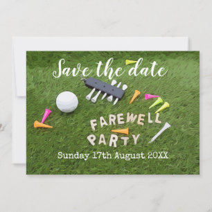 Golf Save the Date Golf Abfahrt Party mit Ball