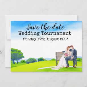 Golf Save the date Golf Hochzeit Wasserfarbe  Einladung