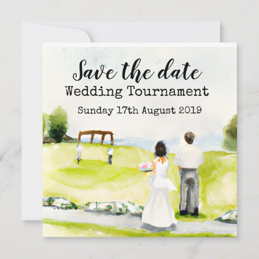 Golf Save the Date Golf Hochzeitsturnier Ankündigung (Vorderseite)