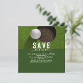 Golf-Save the Date-Golf-Putting-Loch in einem Einladung (Stehend Vorderseite)
