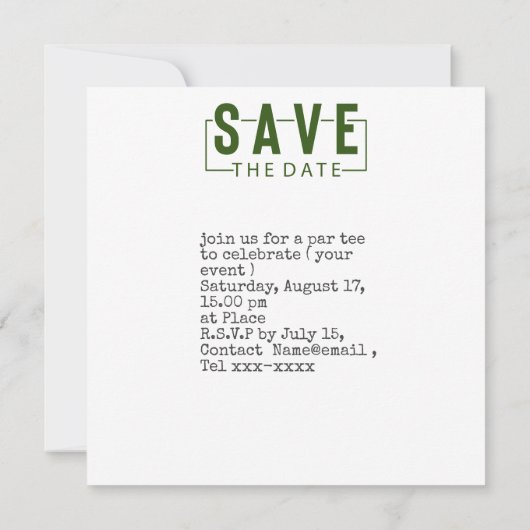 Golf-Save the Date-Golf-Putting-Loch in einem Einladung (Rückseite)