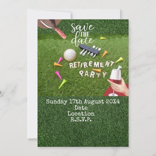 Golf Save the Date Golf-Ruhestand Party auf grün (Vorderseite)