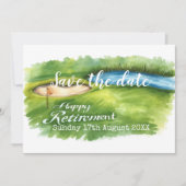 Golf Save the Date Golf-Ruhestand Party auf grün (Vorderseite)