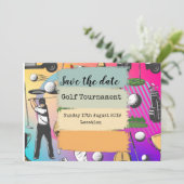 Golf Save the Date Golf Turnier farbenfroh (Stehend Vorderseite)