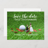 Golf Save the Date Golf Turnier Hochzeit Ankündigungspostkarte (Vorne/Hinten)