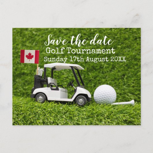 Golf Save the Date Golf Turnier Kanada Flagge Ankündigungspostkarte (Vorderseite)