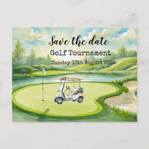 Golf Save the Date Golf Turnier mit Blick auf Golf Ankündigungspostkarte
