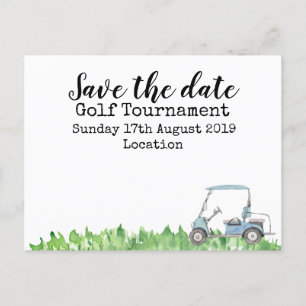 Golf Save the Date Golf Turnier mit Golfwagen Ankündigungspostkarte