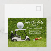 Golf Save the Date Golf Turnier mit Golfwagen Ankündigungspostkarte (Vorne/Hinten)