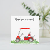 Golf Save the Date Golf Turnier mit Golfwagen Dankeskarte (Stehend Vorderseite)
