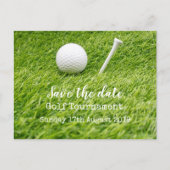 Golf Save the Date Golf Turnier mit Tee Ankündigungspostkarte (Vorderseite)