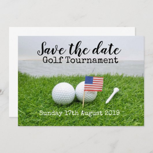 Golf Save the Date Golf Turnier mit U.S.A.Flag (Vorne/Hinten)